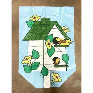 Evergreen Birdhouse Garden Flower Yard Flag 27x40 Spring